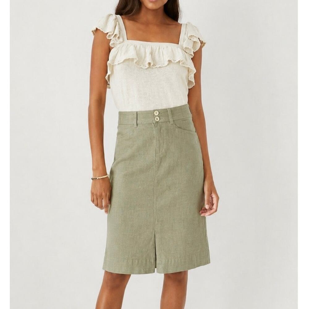 Ann Taylor Cream Linen Blend Ruffle Accent Knit Top Size XXL